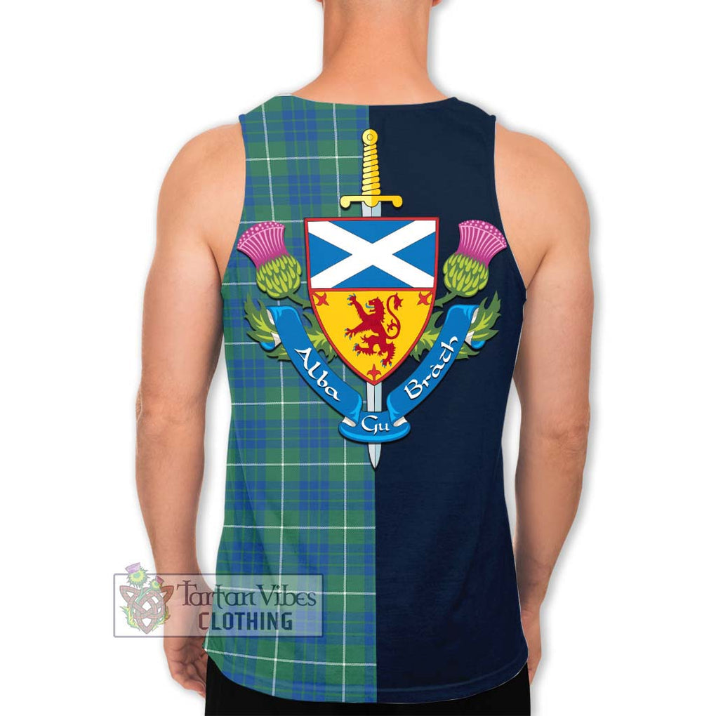 Tartan Vibes Clothing Hamilton Hunting Ancient Tartan Men's Tank Top with Scottish Lion Royal Arm Half Style