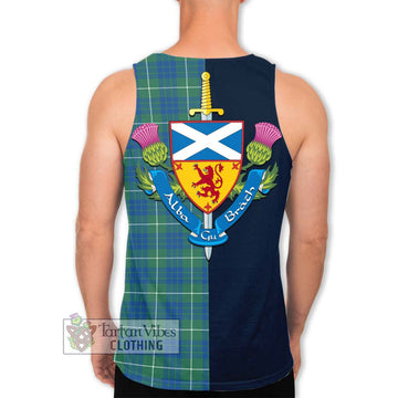 Hamilton Hunting Ancient Tartan Men's Tank Top Alba with Scottish Lion Royal Arm Half Style