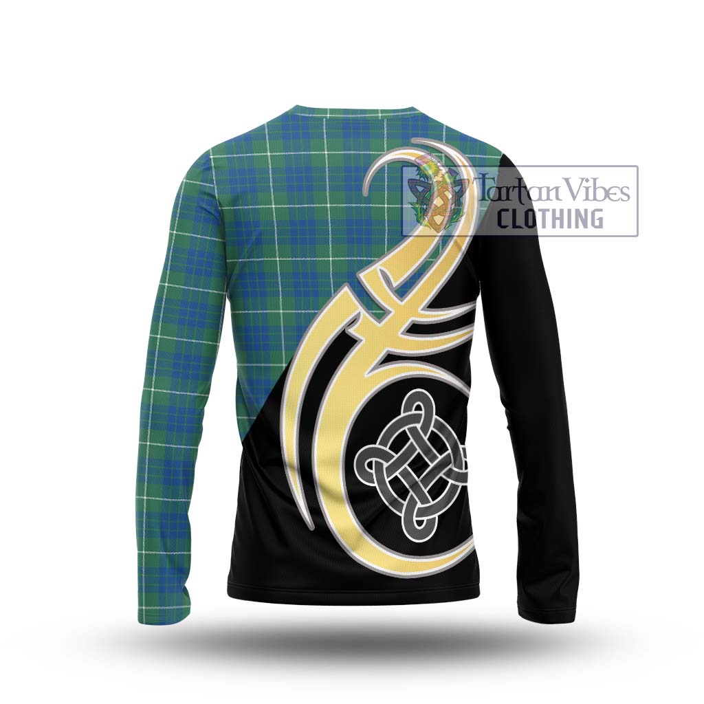 Hamilton Hunting Ancient Tartan Long Sleeve T-Shirt with Family Crest and Celtic Symbol Style - Tartan Vibes Clothing