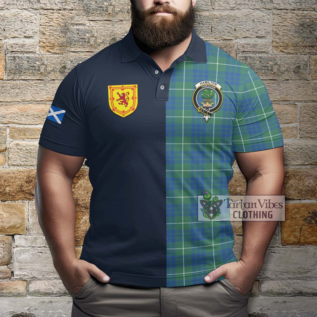 Tartan Vibes Clothing Hamilton Hunting Ancient Tartan Polo Shirt with Scottish Lion Royal Arm Half Style