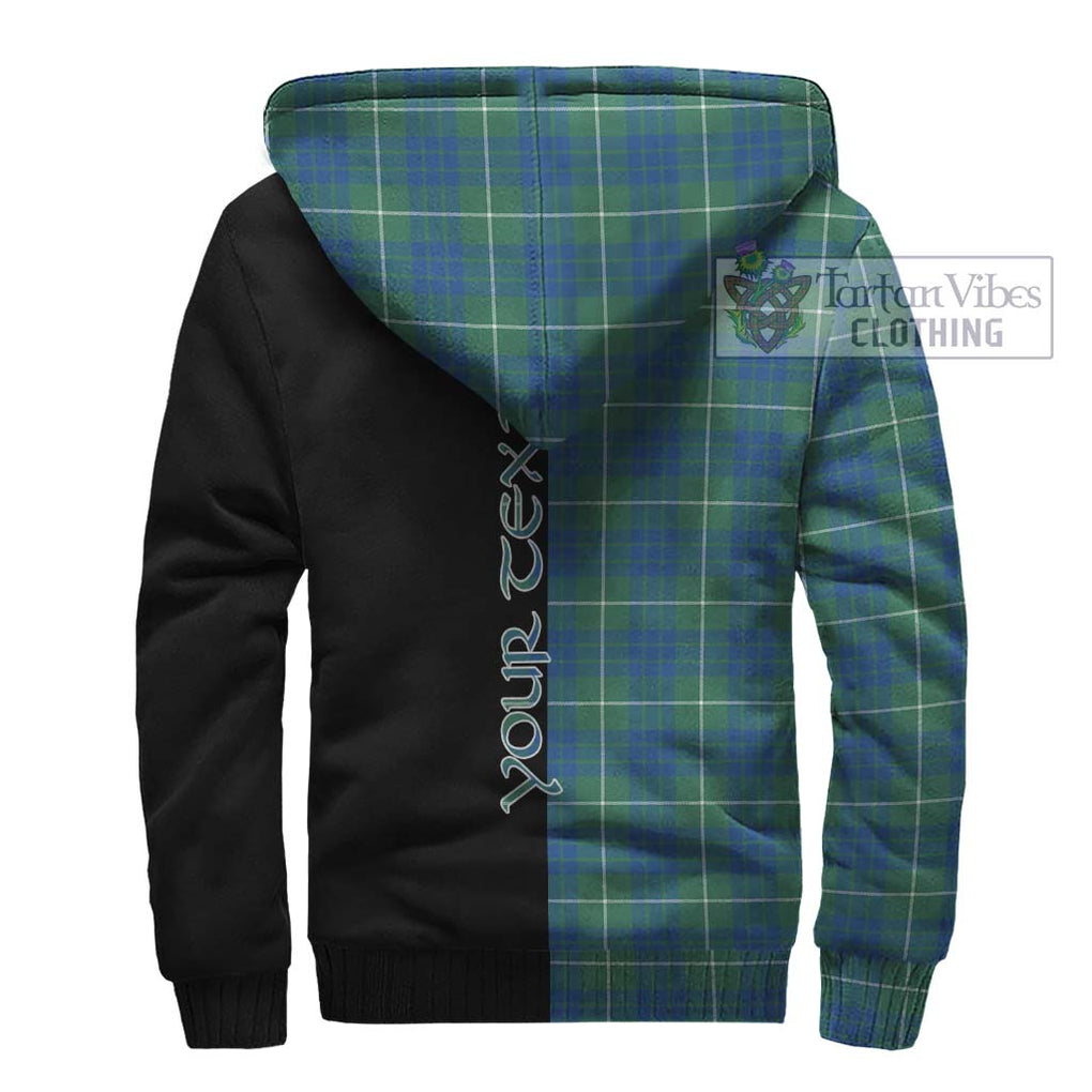 Hamilton Hunting Ancient Tartan Sherpa Hoodie with Family Crest and Half Of Me Style - Tartanvibesclothing Shop