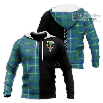 Hamilton Hunting Ancient Tartan Knitted Hoodie with Family Crest and Half Of Me Style