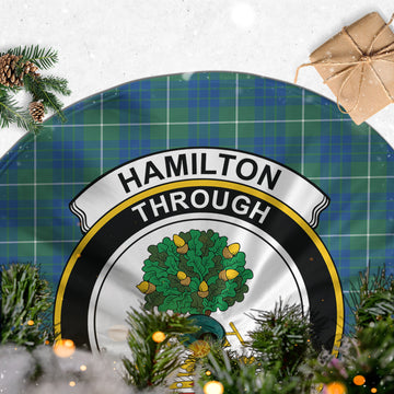 Hamilton Hunting Ancient Tartan Christmas Tree Skirt with Family Crest