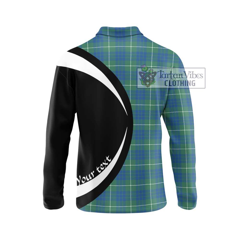 Hamilton Hunting Ancient Tartan Long Sleeve Polo Shirt with Family Crest Circle Style - Tartan Vibes Clothing