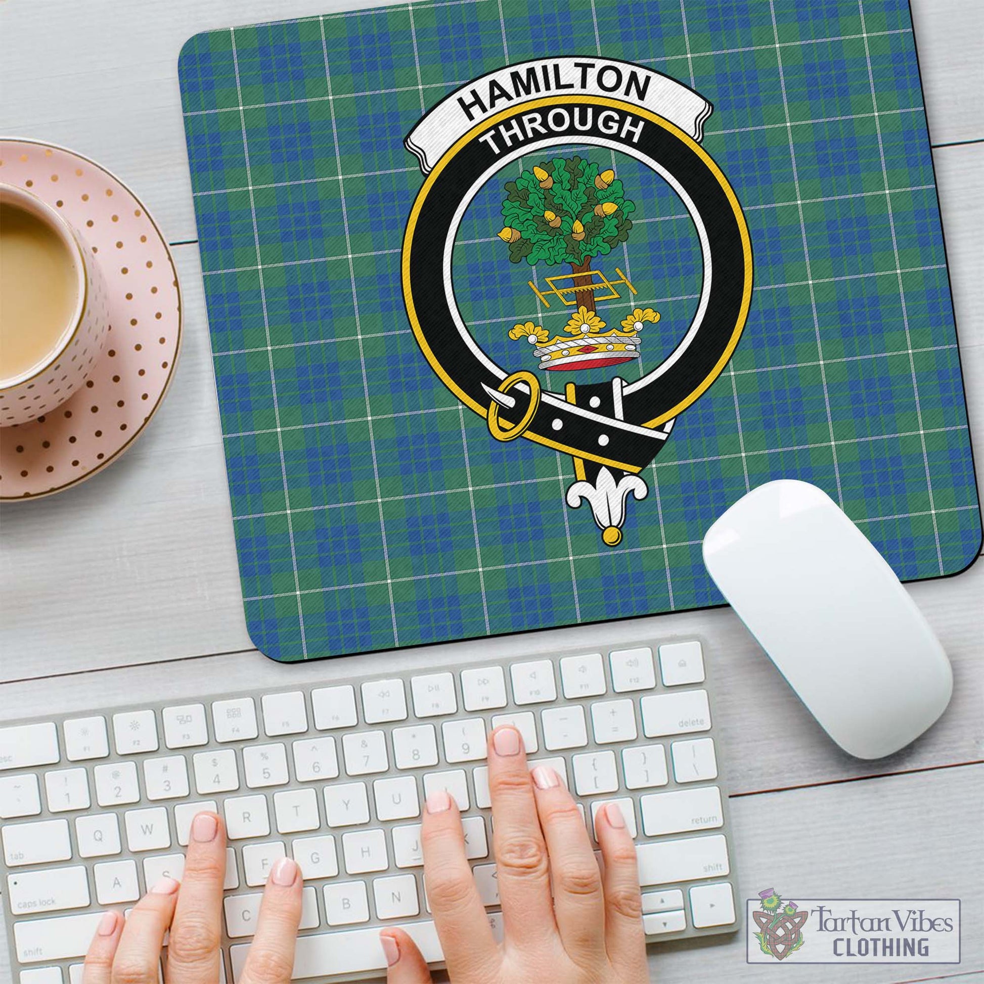 Tartan Vibes Clothing Hamilton Hunting Ancient Tartan Mouse Pad with Family Crest