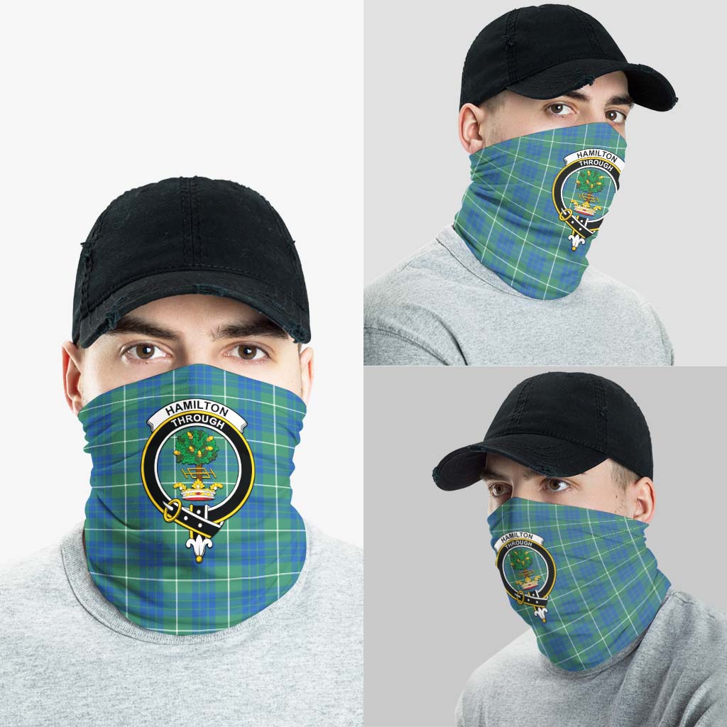 Hamilton Hunting Ancient Tartan Neck Gaiters, Tartan Bandanas, Tartan Head Band with Family Crest