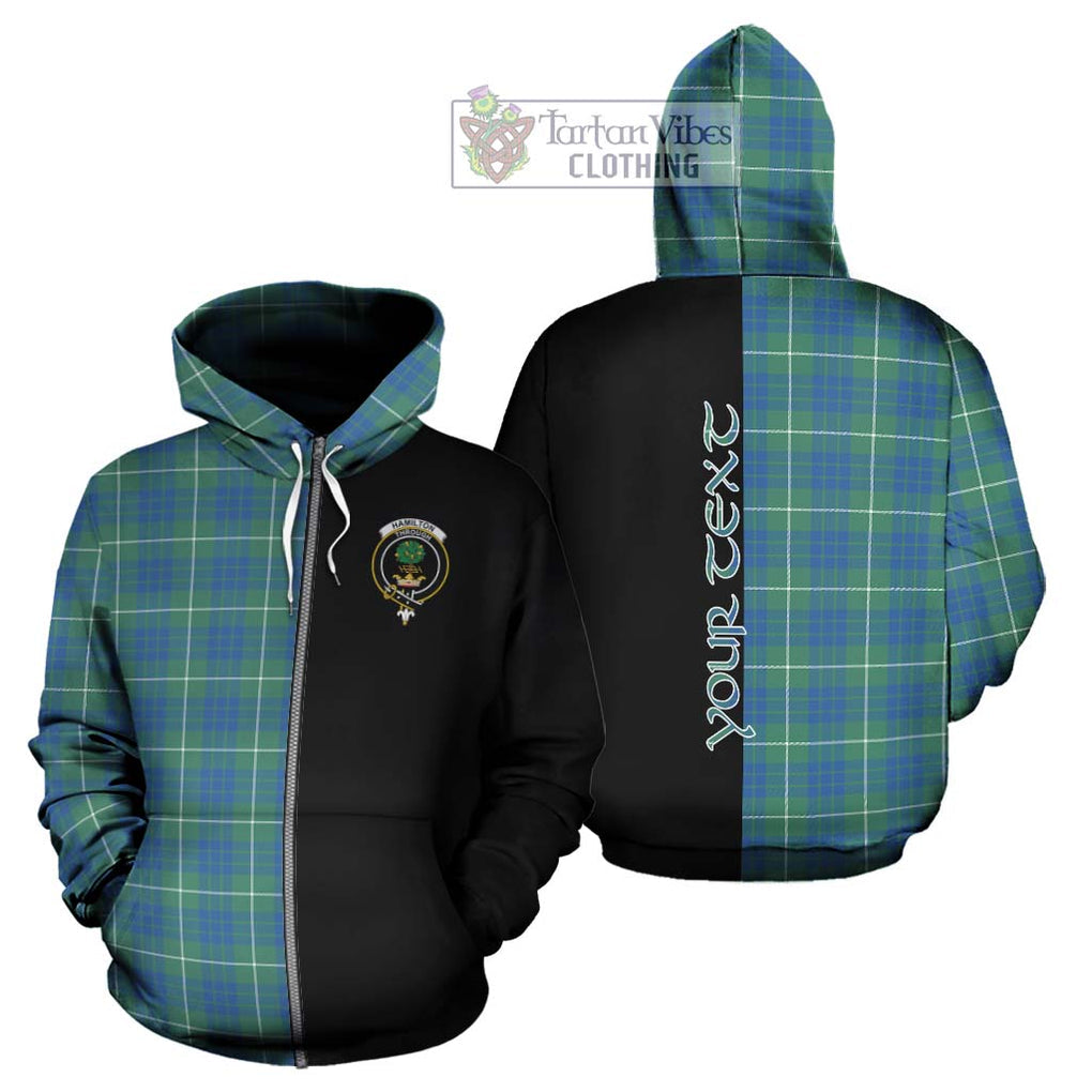 Hamilton Hunting Ancient Tartan Hoodie with Family Crest and Half Of Me Style - Tartanvibesclothing Shop