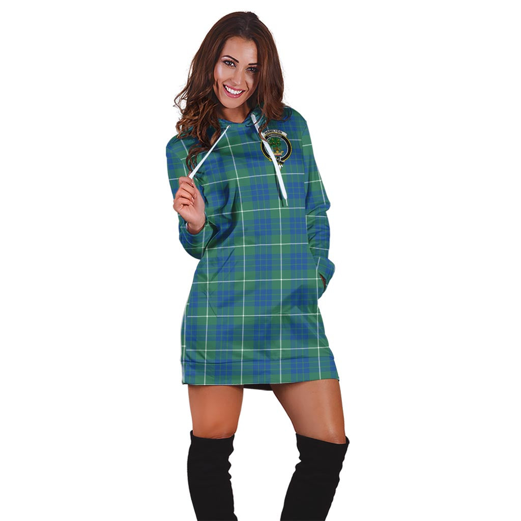 Hamilton Hunting Ancient Tartan Hoodie Dress with Family Crest - Tartan Vibes Clothing