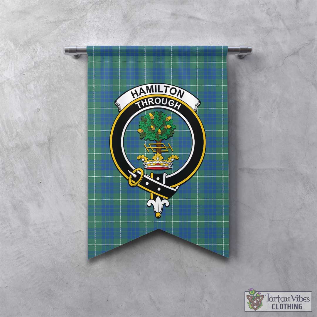 Tartan Vibes Clothing Hamilton Hunting Ancient Tartan Gonfalon, Tartan Banner with Family Crest