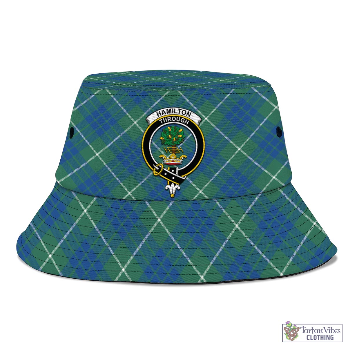 Tartan Vibes Clothing Hamilton Hunting Ancient Tartan Bucket Hat with Family Crest