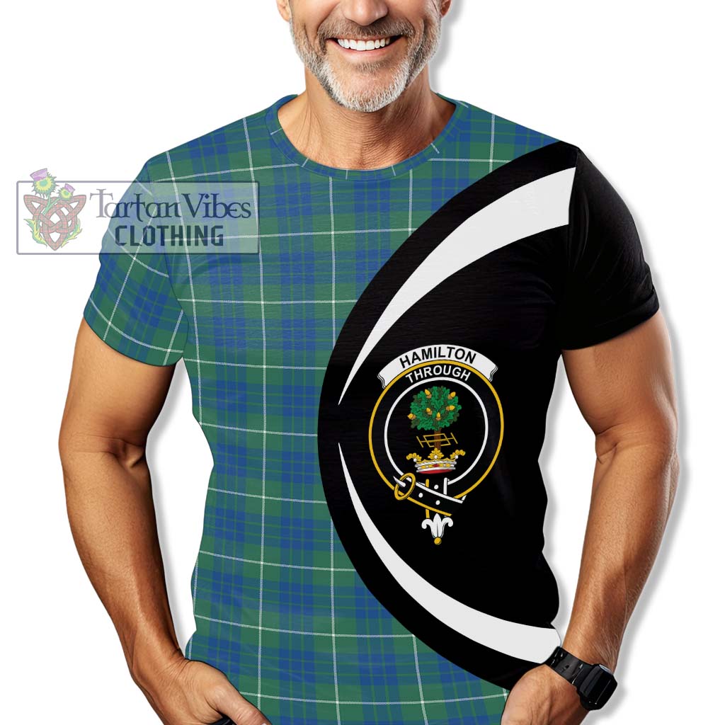 Tartan Vibes Clothing Hamilton Hunting Ancient Tartan T-Shirt with Family Crest Circle Style