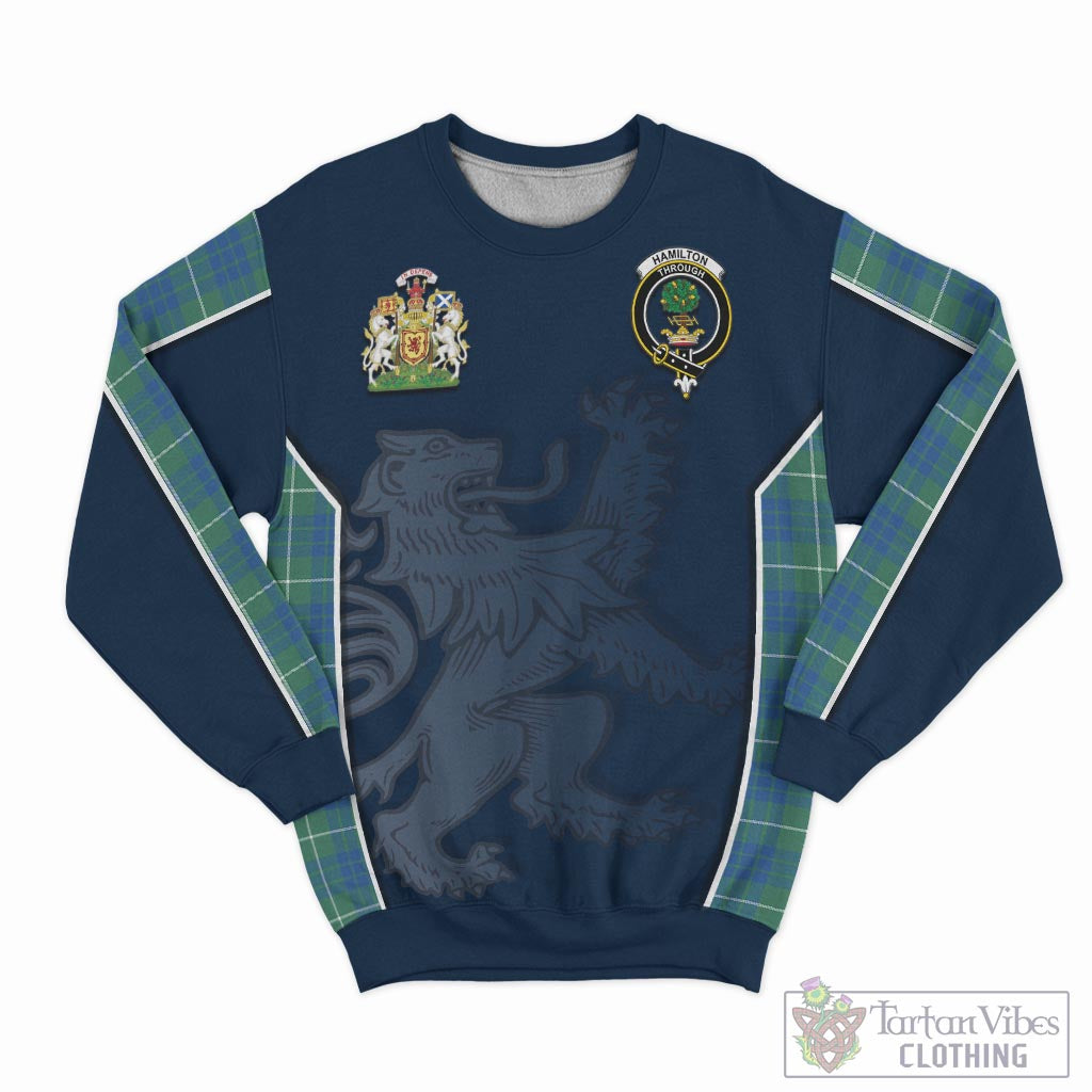 Tartan Vibes Clothing Hamilton Hunting Ancient Tartan Sweater with Family Crest and Lion Rampant Vibes Sport Style