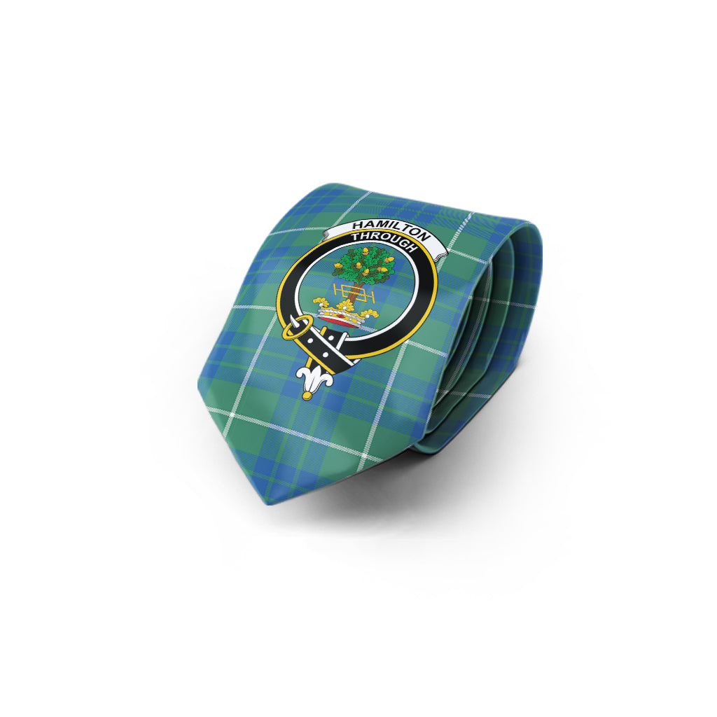 Hamilton Hunting Ancient Tartan Classic Necktie with Family Crest - Tartan Vibes Clothing