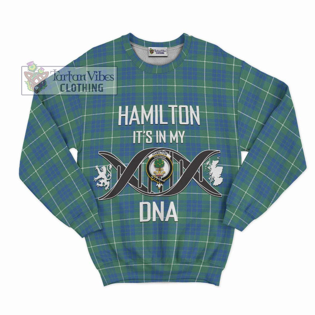 Hamilton Hunting Ancient Tartan Sweatshirt with Family Crest DNA In Me Style - Tartanvibesclothing Shop