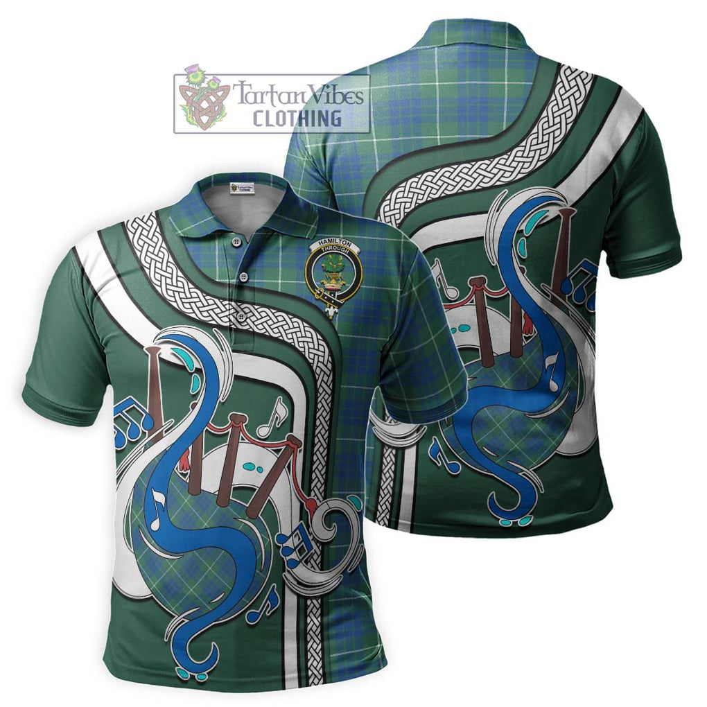 Tartan Vibes Clothing Hamilton Hunting Ancient Tartan Polo Shirt with Epic Bagpipe Style