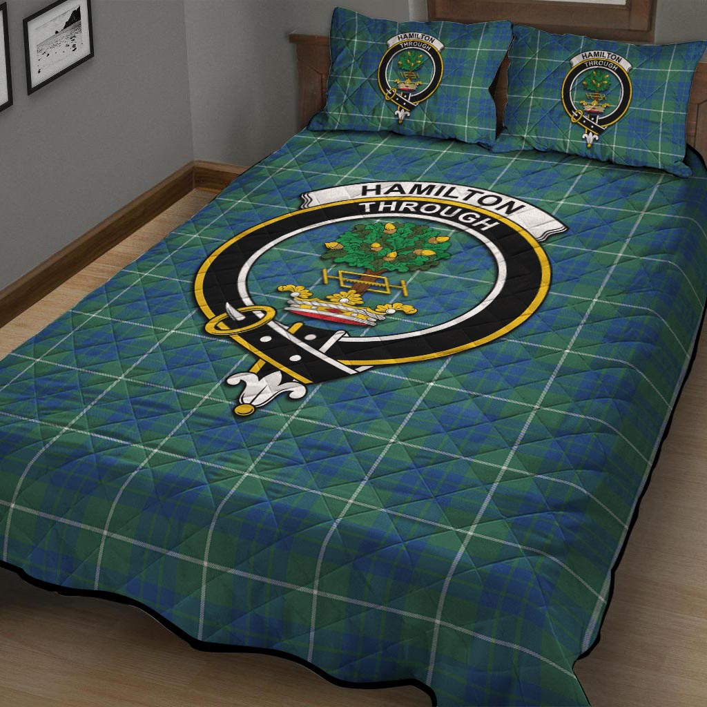 Hamilton Hunting Ancient Tartan Quilt Bed Set with Family Crest - Tartan Vibes Clothing