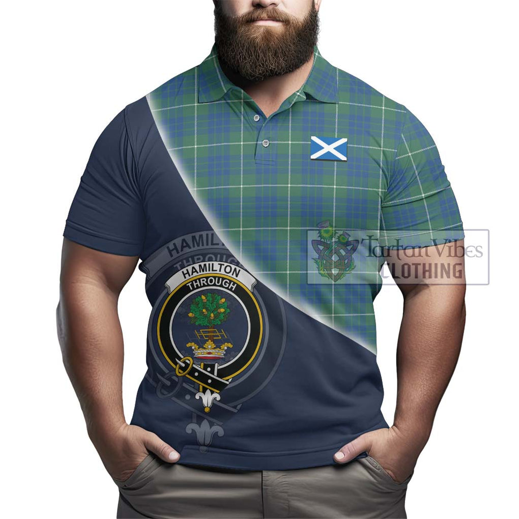 Hamilton Hunting Ancient Tartan Polo Shirt with Personalised National Flag and Family Crest Half Style - Tartanvibesclothing Shop