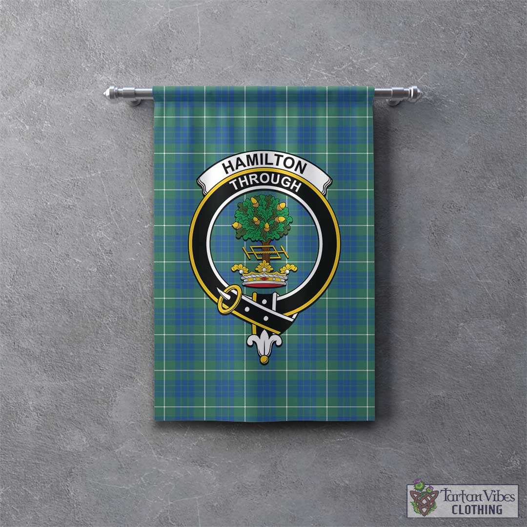 Tartan Vibes Clothing Hamilton Hunting Ancient Tartan Gonfalon, Tartan Banner with Family Crest