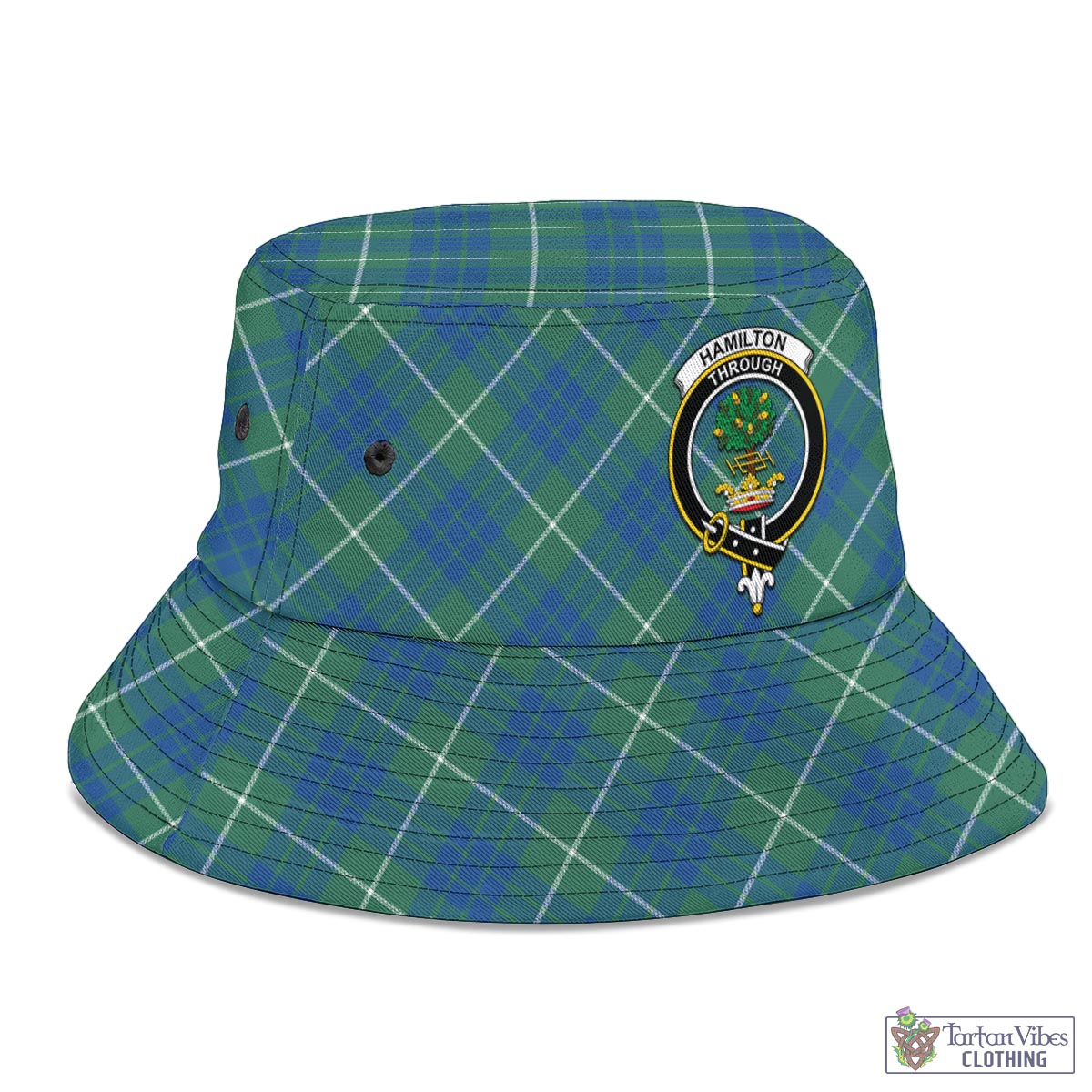 Tartan Vibes Clothing Hamilton Hunting Ancient Tartan Bucket Hat with Family Crest