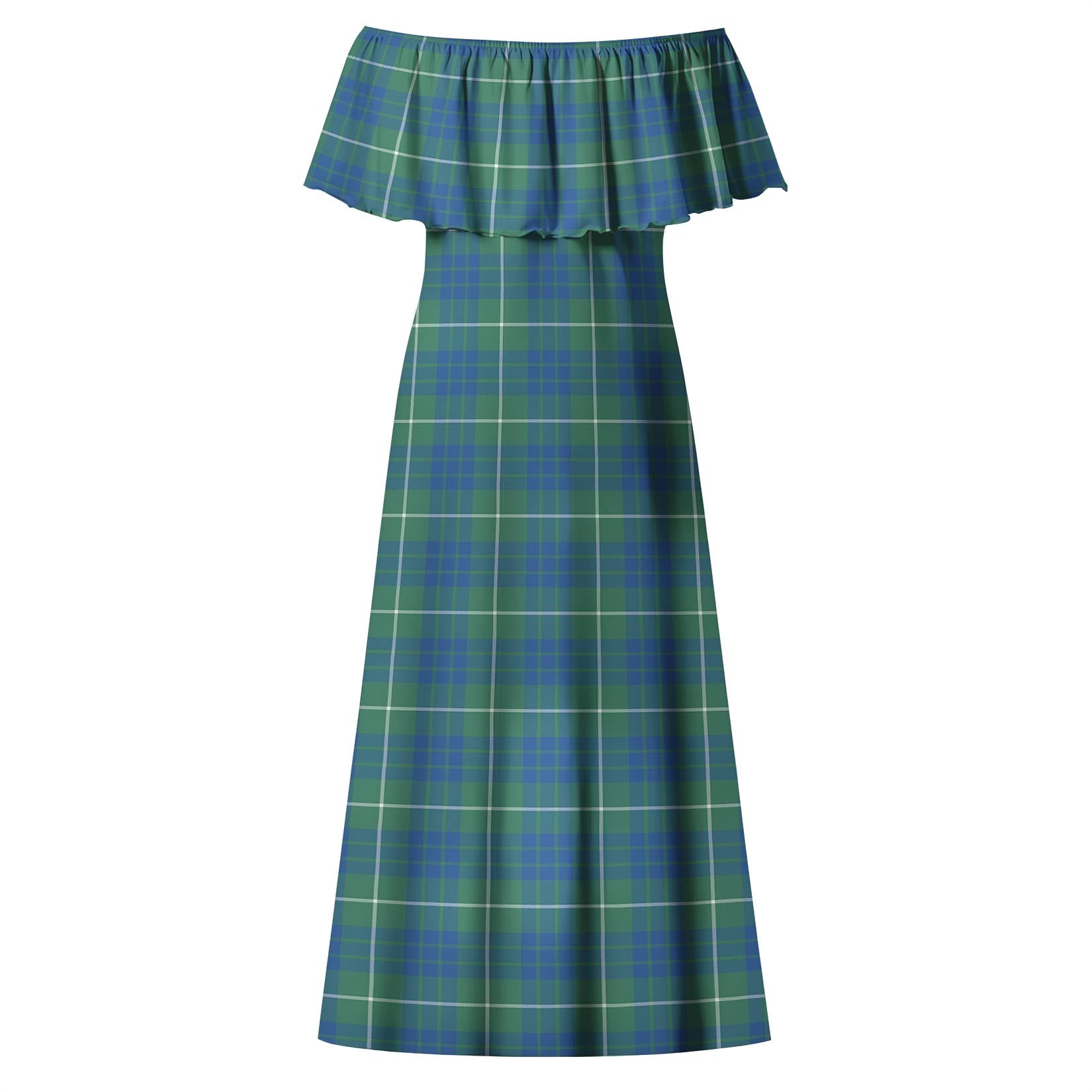 Hamilton Hunting Ancient Tartan Off Shoulder Long Dress - Tartanvibesclothing