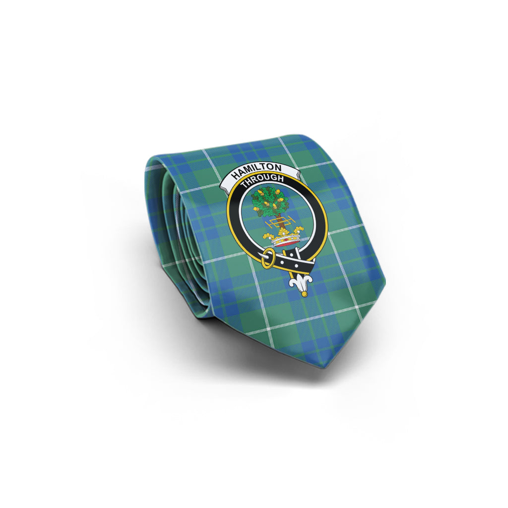 Hamilton Hunting Ancient Tartan Classic Necktie with Family Crest - Tartan Vibes Clothing