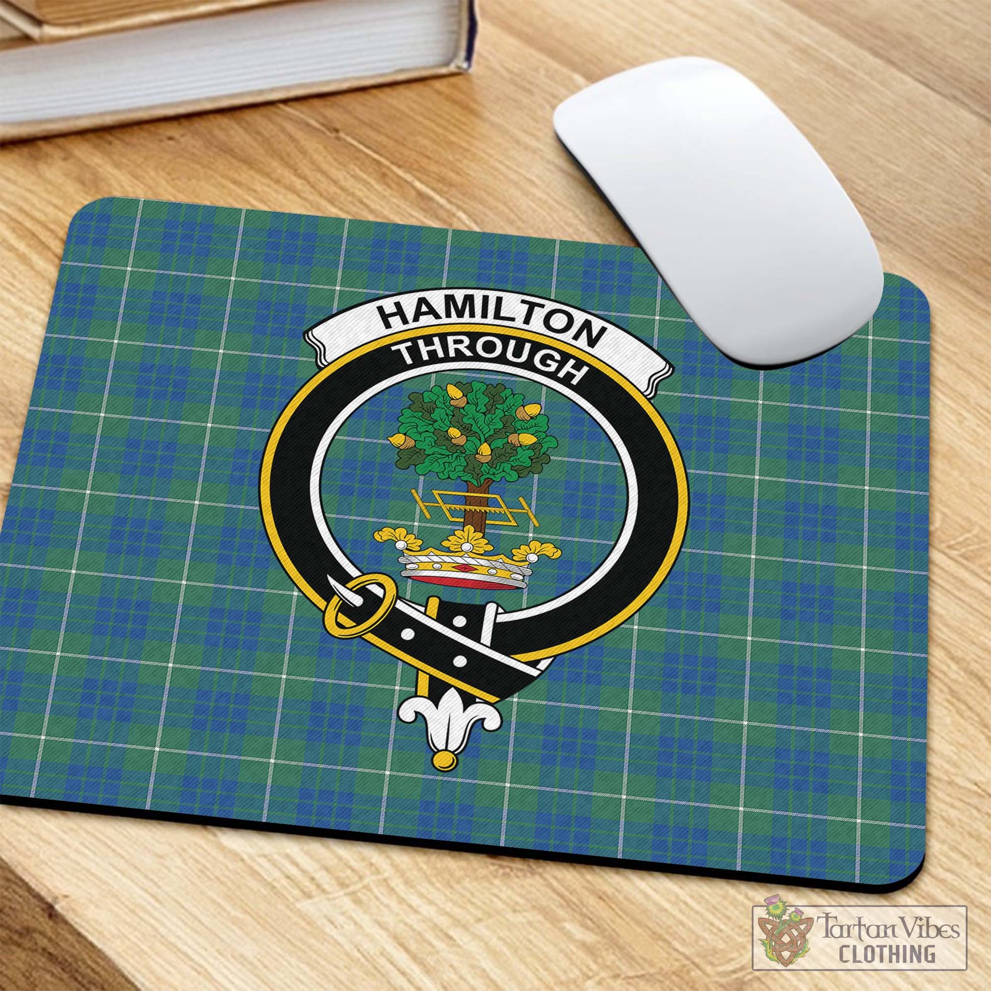 Tartan Vibes Clothing Hamilton Hunting Ancient Tartan Mouse Pad with Family Crest