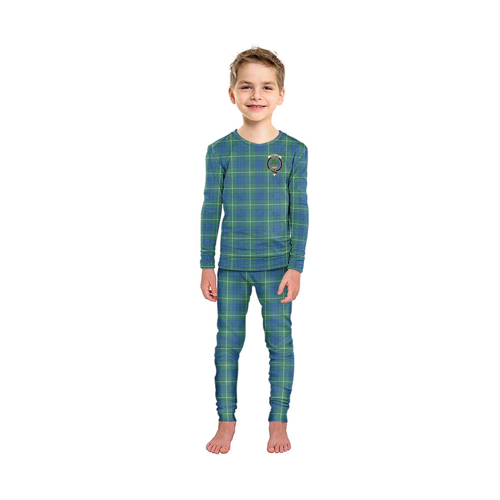 Hamilton Hunting Ancient Tartan Pajamas Family Set with Family Crest - Tartan Vibes Clothing