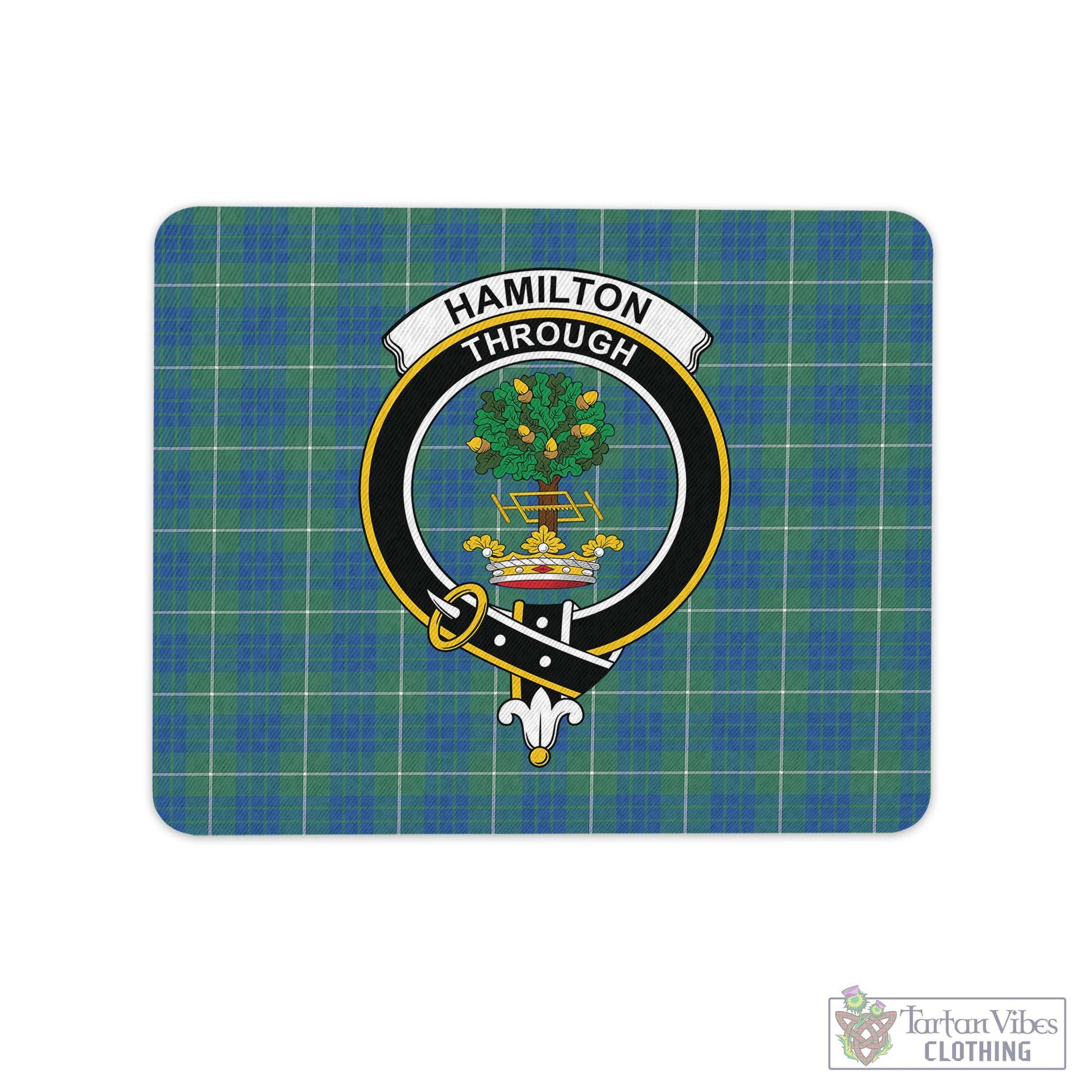 Tartan Vibes Clothing Hamilton Hunting Ancient Tartan Mouse Pad with Family Crest