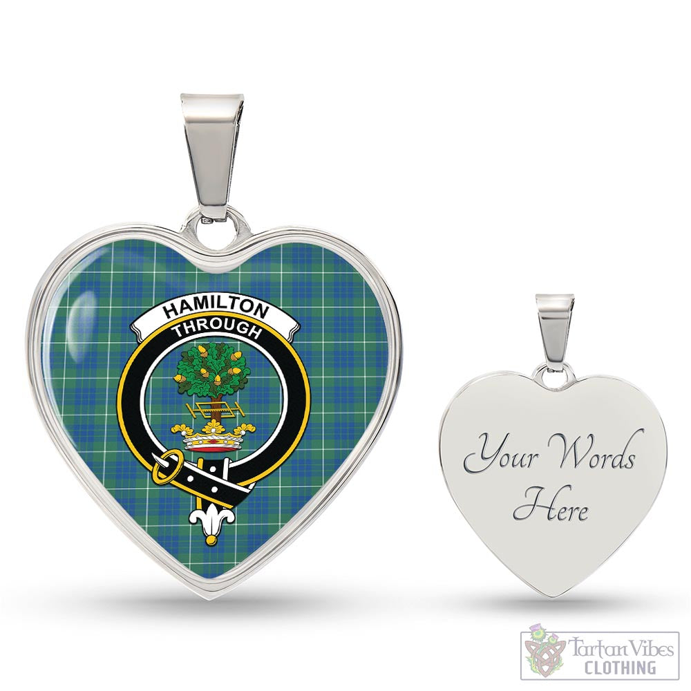 Tartan Vibes Clothing Hamilton Hunting Ancient Tartan Heart Necklace with Family Crest