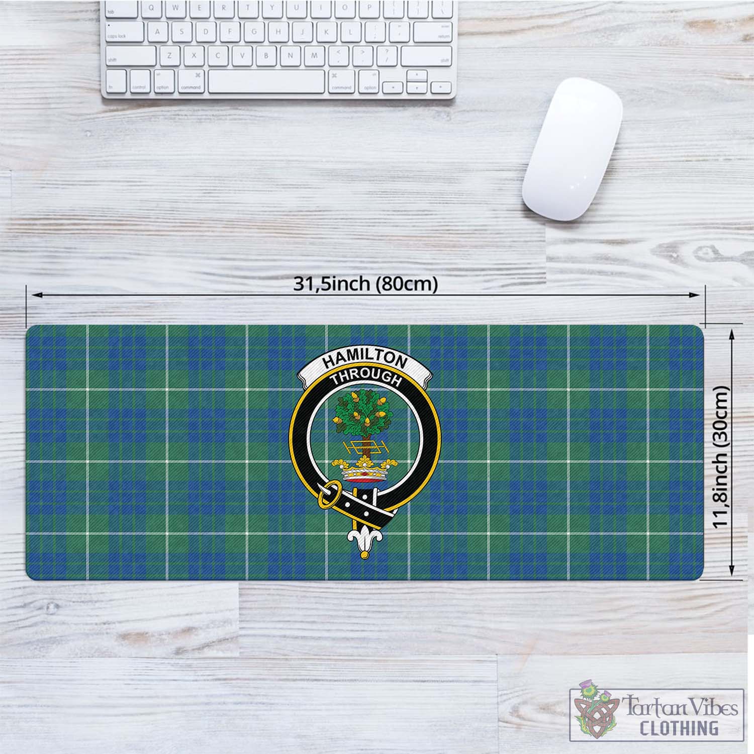 Tartan Vibes Clothing Hamilton Hunting Ancient Tartan Mouse Pad with Family Crest