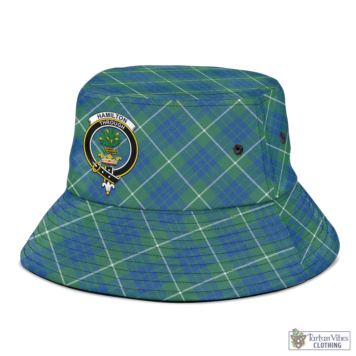 Tartan Vibes Clothing Hamilton Hunting Ancient Tartan Bucket Hat with Family Crest