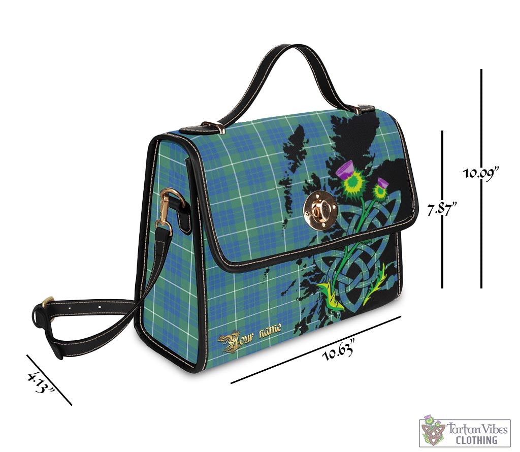 Tartan Vibes Clothing Hamilton Hunting Ancient Tartan Waterproof Canvas Bag with Scotland Map and Thistle Celtic Accents