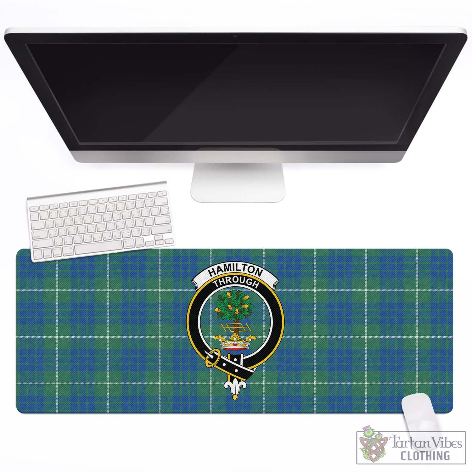 Tartan Vibes Clothing Hamilton Hunting Ancient Tartan Mouse Pad with Family Crest