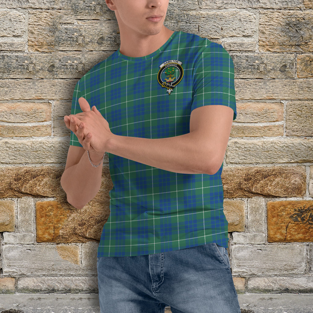 Hamilton Hunting Ancient Tartan T-Shirt with Family Crest - Tartan Vibes Clothing