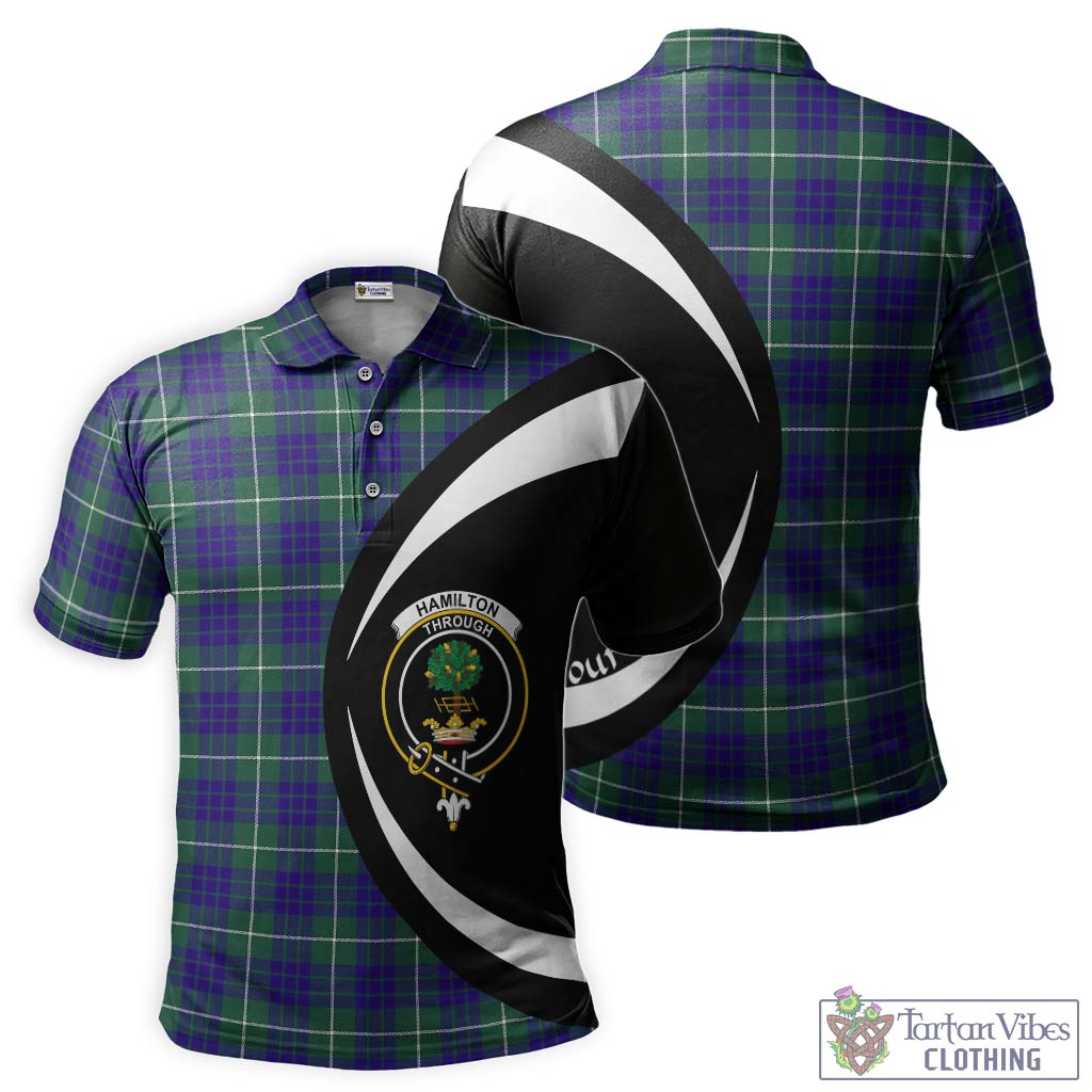 Hamilton Hunting Modern Tartan Men's Polo Shirt with Family Crest Circle Style Kid - Tartan Vibes Clothing