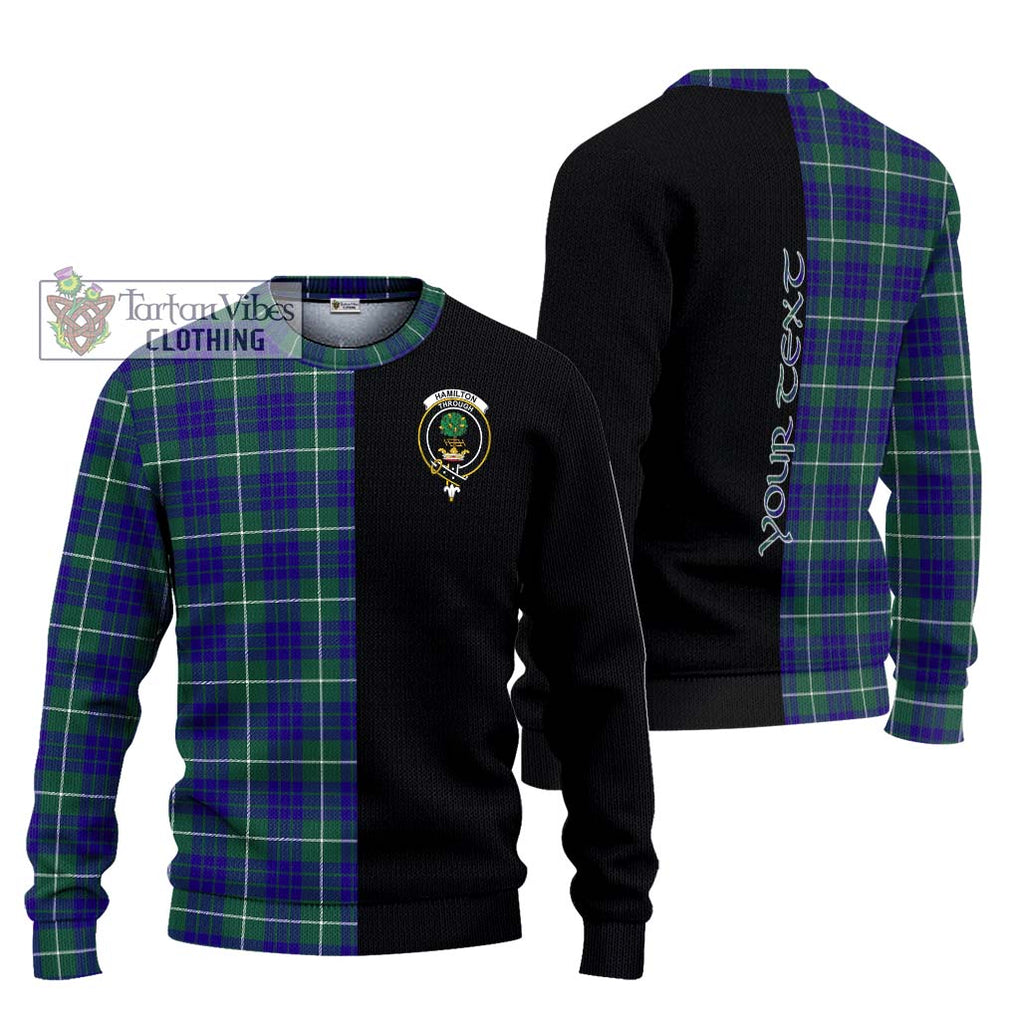 Hamilton Hunting Modern Tartan Knitted Sweater with Family Crest and Half Of Me Style Unisex - Tartanvibesclothing Shop