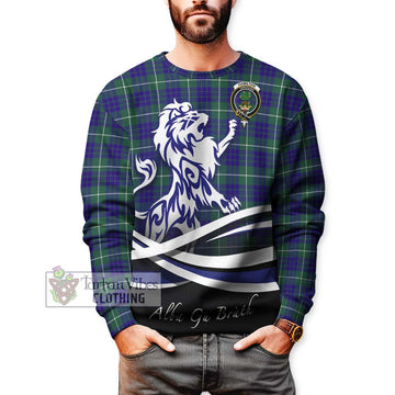 Hamilton Hunting Modern Tartan Sweatshirt with Alba Gu Brath Regal Lion Emblem