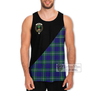 Hamilton Hunting Modern Tartan Men's Tank Top with Family Crest and Military Logo Style