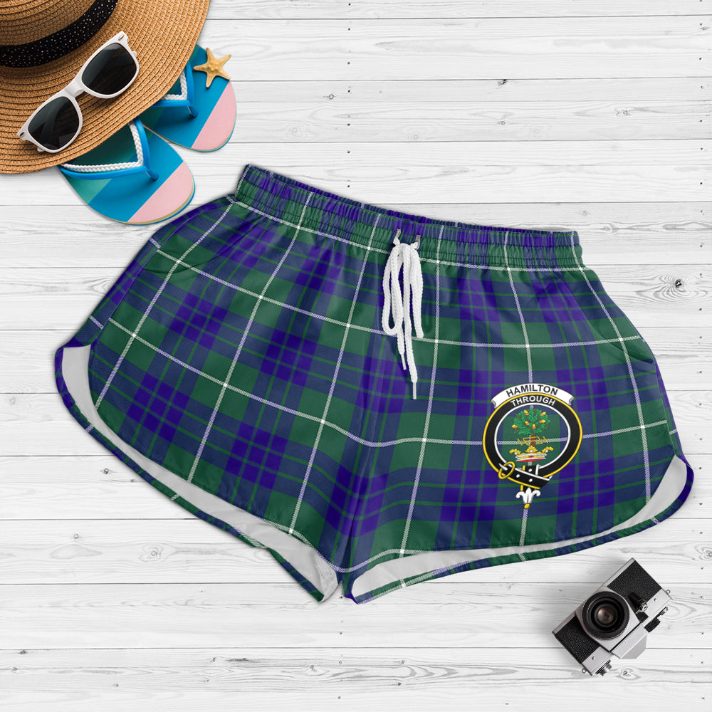 hamilton-hunting-modern-tartan-womens-shorts-with-family-crest