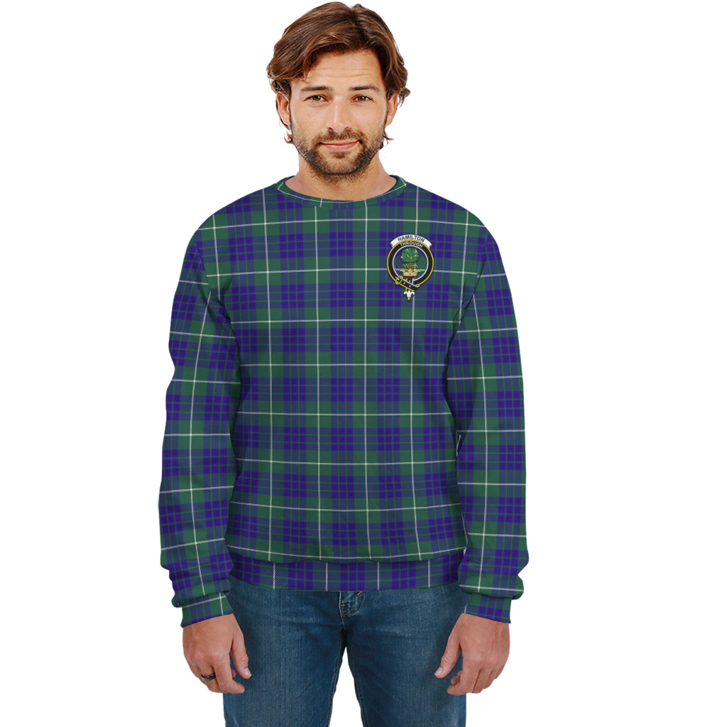 Hamilton Hunting Modern Tartan Sweatshirt with Family Crest Unisex - Tartan Vibes Clothing