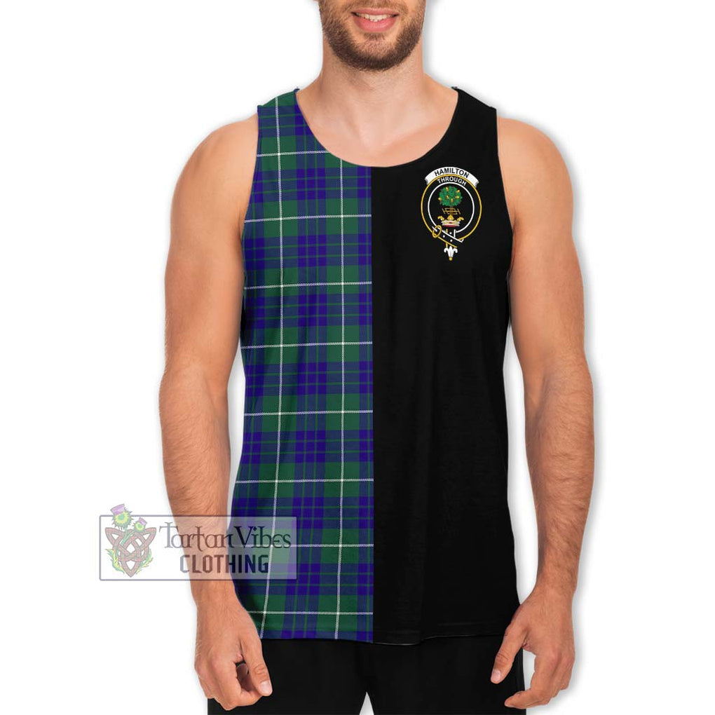 Hamilton Hunting Modern Tartan Men's Tank Top with Family Crest and Half Of Me Style Men - Tartanvibesclothing Shop