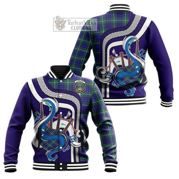 Hamilton Hunting Modern Tartan Baseball Jacket with Epic Bagpipe Style