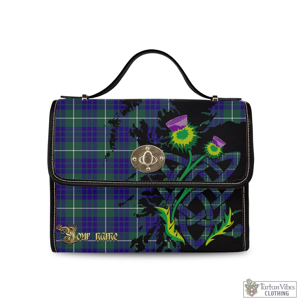 Tartan Vibes Clothing Hamilton Hunting Modern Tartan Waterproof Canvas Bag with Scotland Map and Thistle Celtic Accents