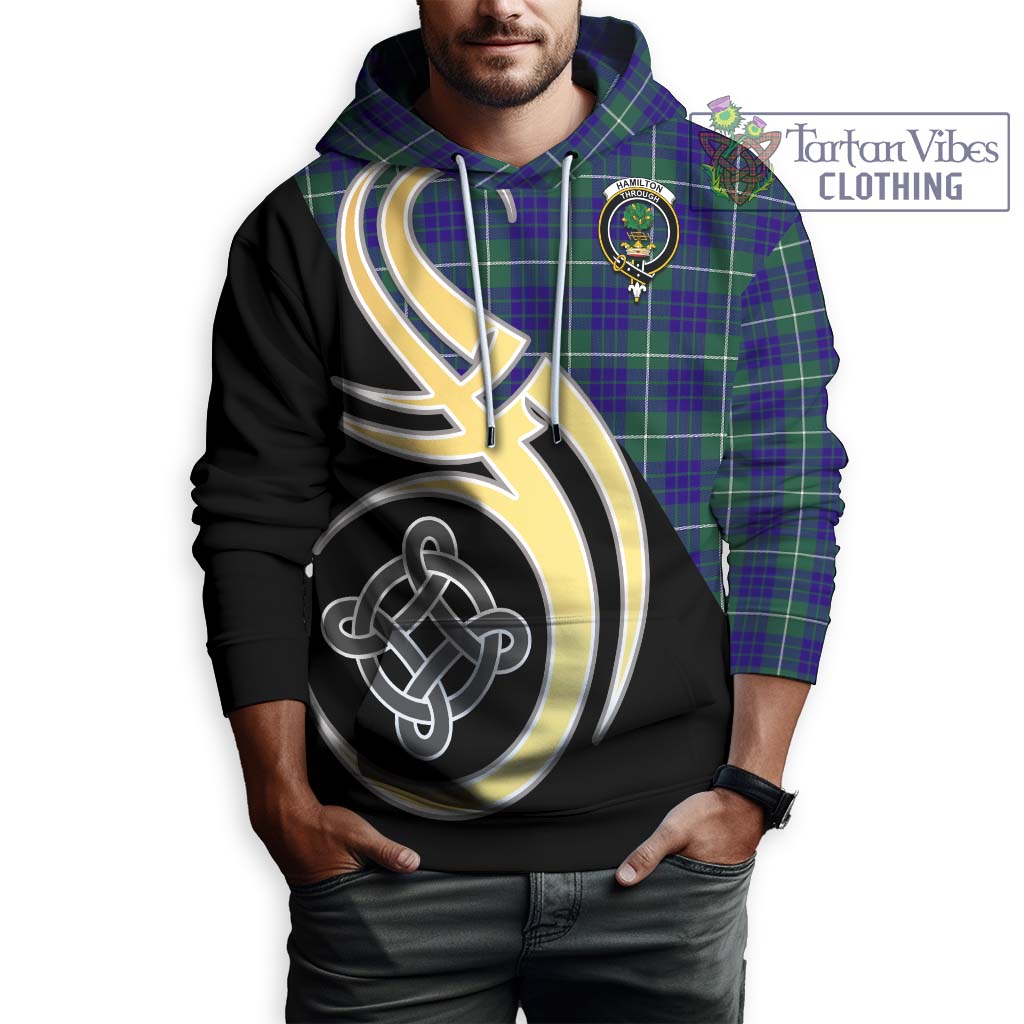 Hamilton Hunting Modern Tartan Hoodie with Family Crest and Celtic Symbol Style Zip Hoodie - Tartan Vibes Clothing