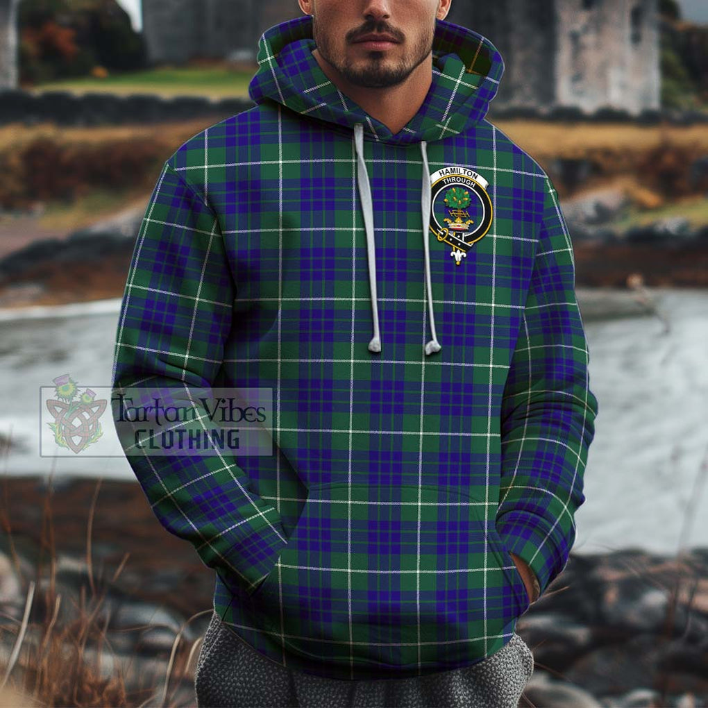 Hamilton Hunting Modern Tartan Cotton Hoodie with Family Crest Pullover Hoodie XS - Tartan Vibes Clothing