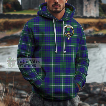 Hamilton Hunting Modern Tartan Cotton Hoodie with Family Crest