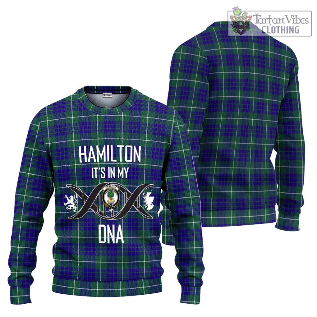 Hamilton Hunting Modern Tartan Knitted Sweater with Family Crest DNA In Me Style Unisex - Tartanvibesclothing Shop