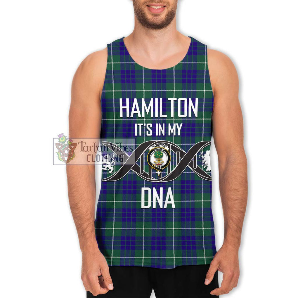 Hamilton Hunting Modern Tartan Men's Tank Top with Family Crest DNA In Me Style Men - Tartanvibesclothing Shop