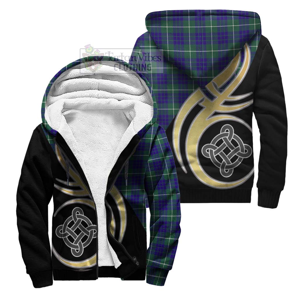 Hamilton Hunting Modern Tartan Sherpa Hoodie with Family Crest and Celtic Symbol Style Unisex S - Tartan Vibes Clothing