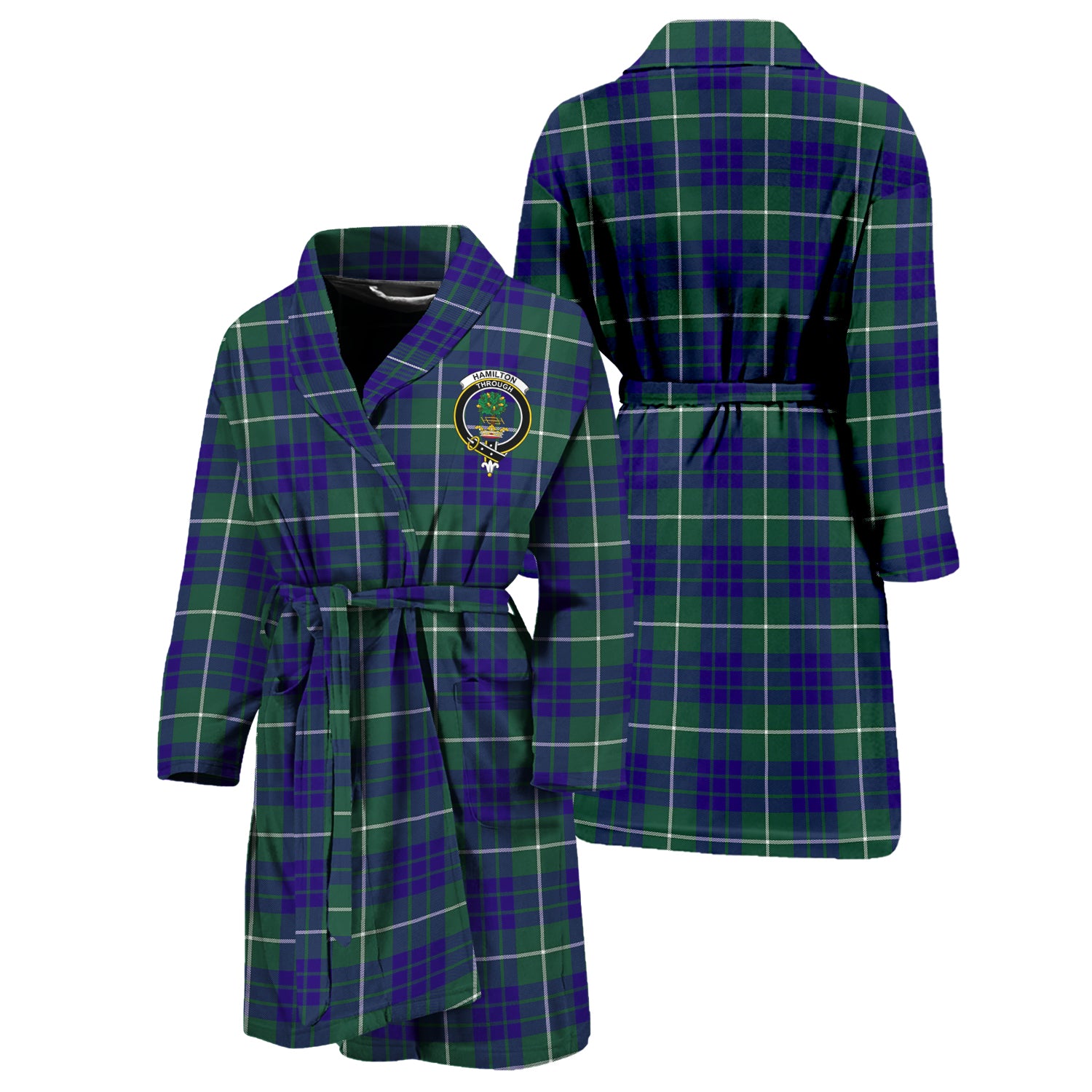 Hamilton Hunting Modern Tartan Bathrobe with Family Crest Unisex S - Tartan Vibes Clothing